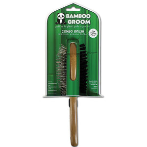 Bamboo Groom Combo Double Pin and Bristle Brush - Med to Long