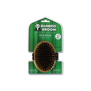 Bamboo Groom Palm Curry Brush With Natural Boar Bristles