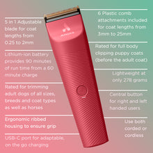 Load image into Gallery viewer, Andis Vida Cordless 5 in 1 Trimmer Clipper - Raspberry