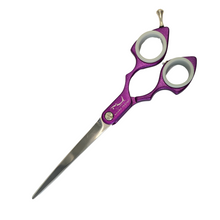 Load image into Gallery viewer, Shernbao Shark Teeth Straight Asian Fusion Scissors - 6.5" Purple