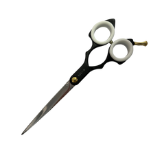 Load image into Gallery viewer, Shernbao Shark Teeth Straight Asian Fusion Scissors - 6.5" Black