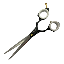 Load image into Gallery viewer, Shernbao Shark Teeth Straight Asian Fusion Scissors - 6.5&quot; Black