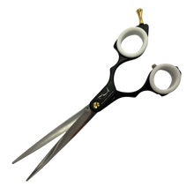 Load image into Gallery viewer, Shernbao Shark Teeth Straight Asian Fusion Scissors - 6.5" Black