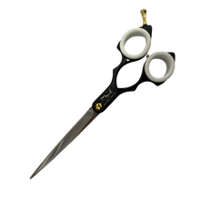 Load image into Gallery viewer, Shernbao Shark Teeth Straight Asian Fusion Scissors - 6.5&quot; Black