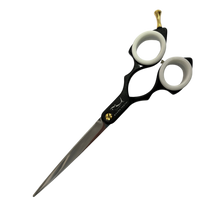 Load image into Gallery viewer, Shernbao Shark Teeth Straight Asian Fusion Scissors - 6.5" Black