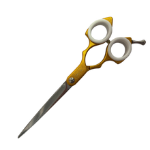 Load image into Gallery viewer, Shernbao Shark Teeth Straight Asian Fusion Scissors - 6.5" Gold