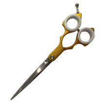 Load image into Gallery viewer, Shernbao Shark Teeth Straight Asian Fusion Scissors - 6.5" Gold