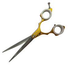 Load image into Gallery viewer, Shernbao Shark Teeth Straight Asian Fusion Scissors - 6.5" Gold