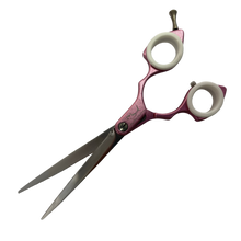 Load image into Gallery viewer, Shernbao Shark Teeth Straight Asian Fusion Scissors - 6.5&quot; Pink