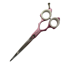 Load image into Gallery viewer, Shernbao Shark Teeth Straight Asian Fusion Scissors - 6.5" Pink