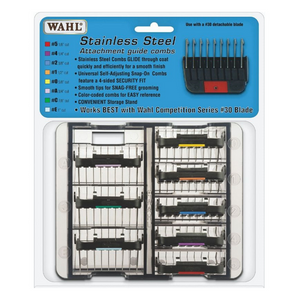 Wahl Universal Stainless Steel Comb Set 8 Pack + Container - 3mm to 2.5cm