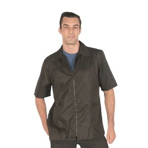 Man wearing a black short-sleeve grooming jacket

Pet groomer jacket
Water resistant grooming jacket

Hair repellent jacket
Bleach resistant jacket
Chemical proof jacket
Zippered pocket jacket
Durable grooming apparel
Professional grooming smock
Ladybird Line apparel
Grooming uniforms NZ
Unisex
