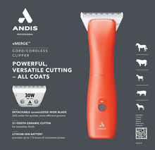 Load image into Gallery viewer, Andis eMERGE Corded/Cordless Clipper - Orange