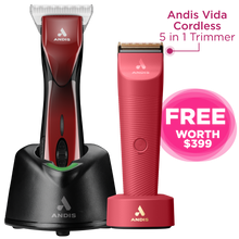 Load image into Gallery viewer, Andis Pulse ZR II Cordless 5 Speed - with 2 Batteries - RED #30 Wide Blade