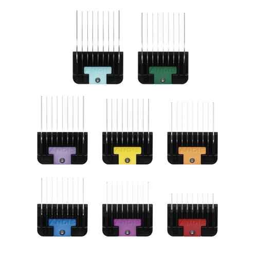 Andis Universal Attachment Combs
Stainless Steel Guide Combs
8-Piece Attachment Comb Set
Andis Clipper Combs 24845
Metal Grooming Comb Set
Universal fit clipper combs
Andis #10 #30 blade combs
Color-coded guide combs
Professional pet grooming accessories
Smooth cutting attachment combs
Grooming clipper guard sizes