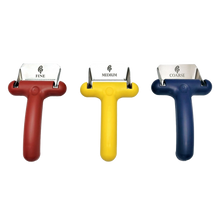 Load image into Gallery viewer, Non-aggressive carding tool
Safe dog grooming tool
Stainless steel carding blade
Flexible handle grooming tool
Patented carding tool
Tool for shedding breeds
Undercoat removal for dogs
Grooming tool for smooth coated breeds
Tool for short dense coats