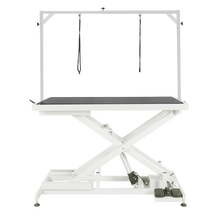 Load image into Gallery viewer, Electric grooming table for large dogs
White frame professional grooming station
120kg capacity electric pet table
Step-on dog grooming table NZ
Shernbao authorized NZ distributor
Minimalist electric grooming table
Best value electric lifting table for groomers