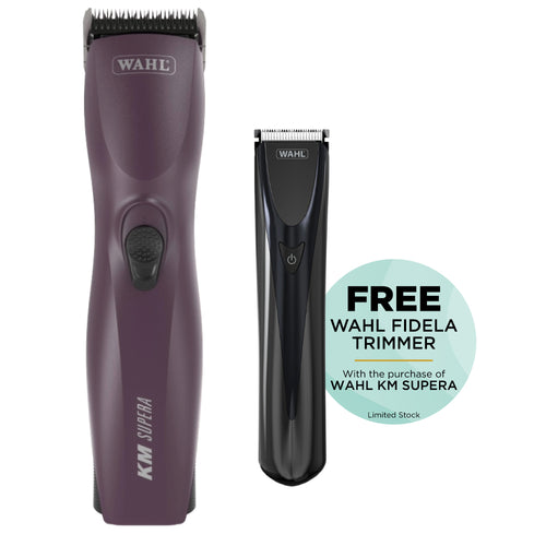FREE WAHL FIDELA TRIMMER
Wahl KM Supera
Clippers & Trimmers, Dog/Equine Clippers, Equine Products
Brushless Motor, Clipper, Clipper Cordless, Cordless, Wahl
Dog grooming
Dog clipper
Dog clipper and trimmer