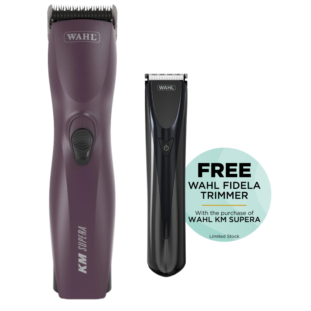 FREE WAHL FIDELA TRIMMER
Wahl KM Supera
Clippers & Trimmers, Dog/Equine Clippers, Equine Products
Brushless Motor, Clipper, Clipper Cordless, Cordless, Wahl
Dog grooming
Dog clipper
Dog clipper and trimmer