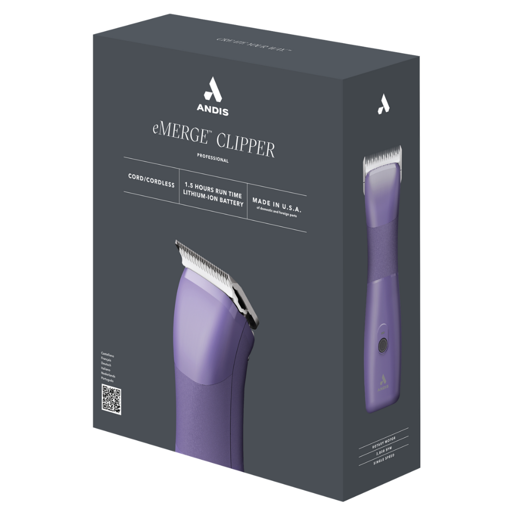 Andis eMERGE Corded/Cordless Clipper - Purple – AllGroom