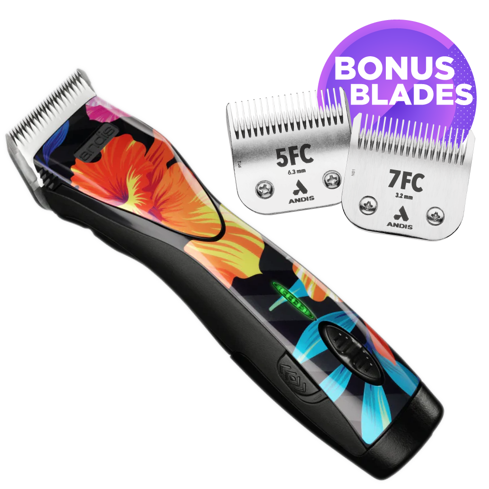 Andis Pulse ZR II Cordless 5 Speed - with 2 Batteries and Case - FLORA