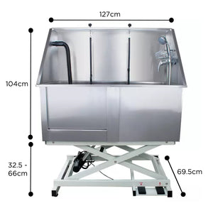 Stainless Steel Electric Lift Bath Tub with Sliding Door 1.4m - 1.7m