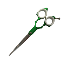 Load image into Gallery viewer, Shernbao Shark Teeth Straight Asian Fusion Scissors - 6.5&quot; Green