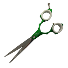Load image into Gallery viewer, Shernbao Shark Teeth Straight Asian Fusion Scissors - 6.5&quot; Green