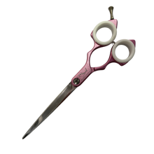 Load image into Gallery viewer, Shernbao Shark Teeth Straight Asian Fusion Scissors - 6.5&quot; Pink
