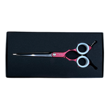 Load image into Gallery viewer, Shernbao Shark Teeth Straight Asian Fusion Scissors - 6.5&quot; Red