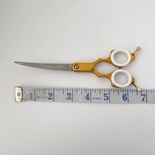 Load image into Gallery viewer, Shernbao Shark Teeth Extra Curved Asian Fusion Scissors - 6.25&quot; Gold